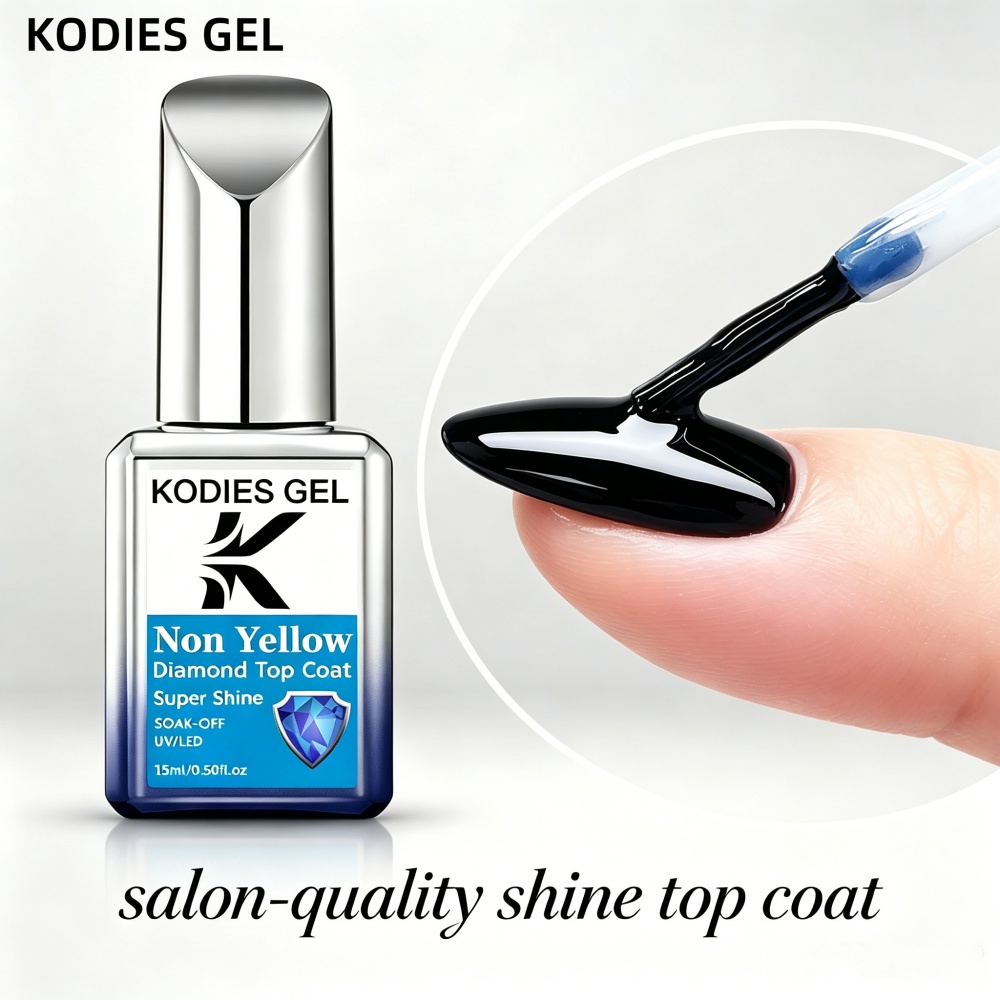 Nail Art Glossy - KODIES GEL Non Yellow Top Coat