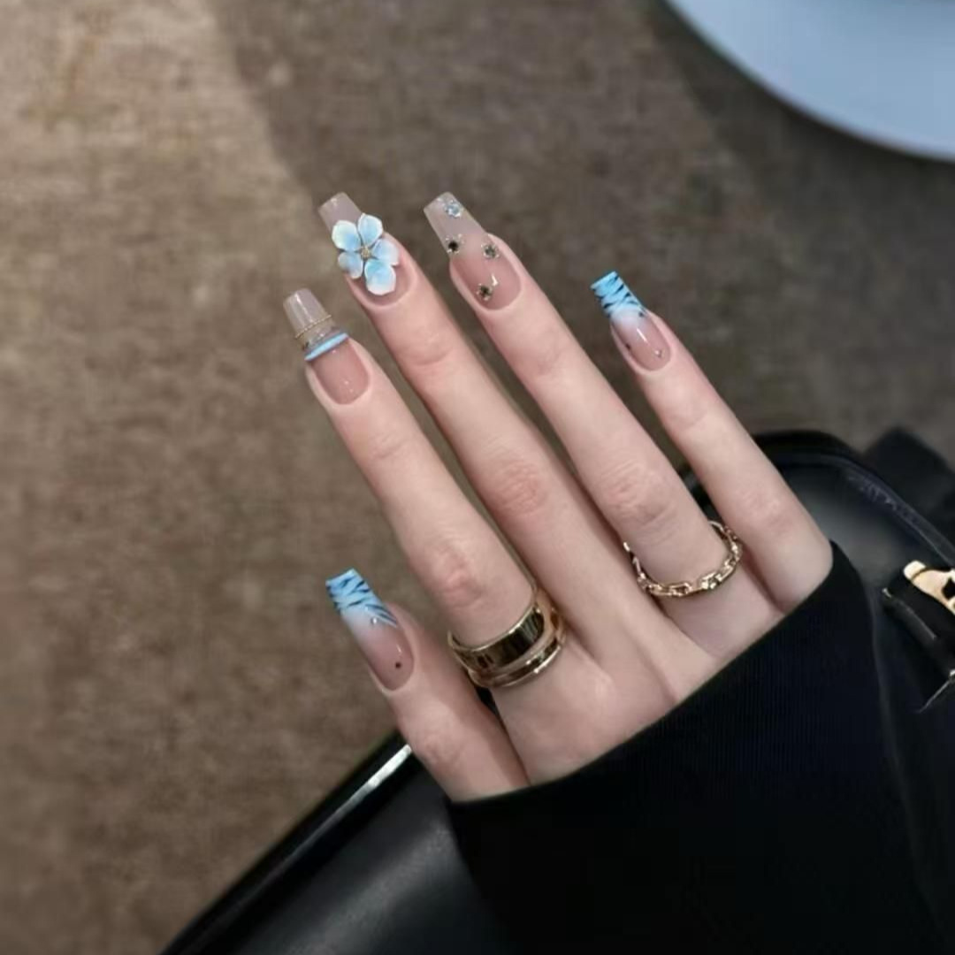 Nail Art Zebra Design - 10pcs Handmade Middle Press On Nails