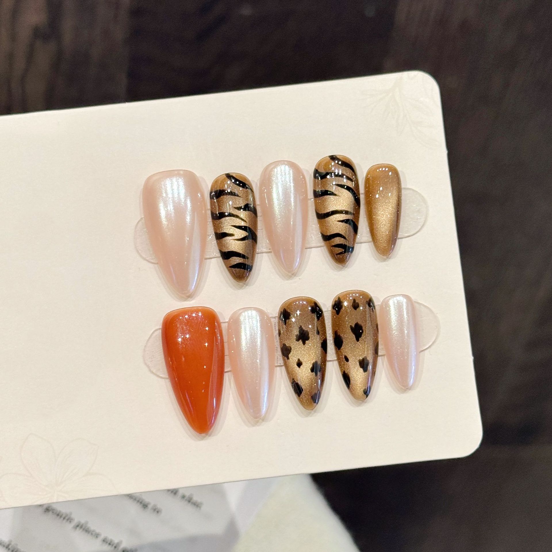 Nail Art Zebra Design - 10pcs Handmade Almond Press On Nails