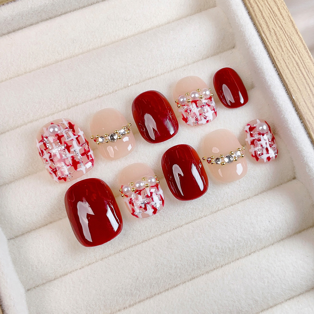 Nail Art Elegant - 10pcs Short Square Round Handmade Press