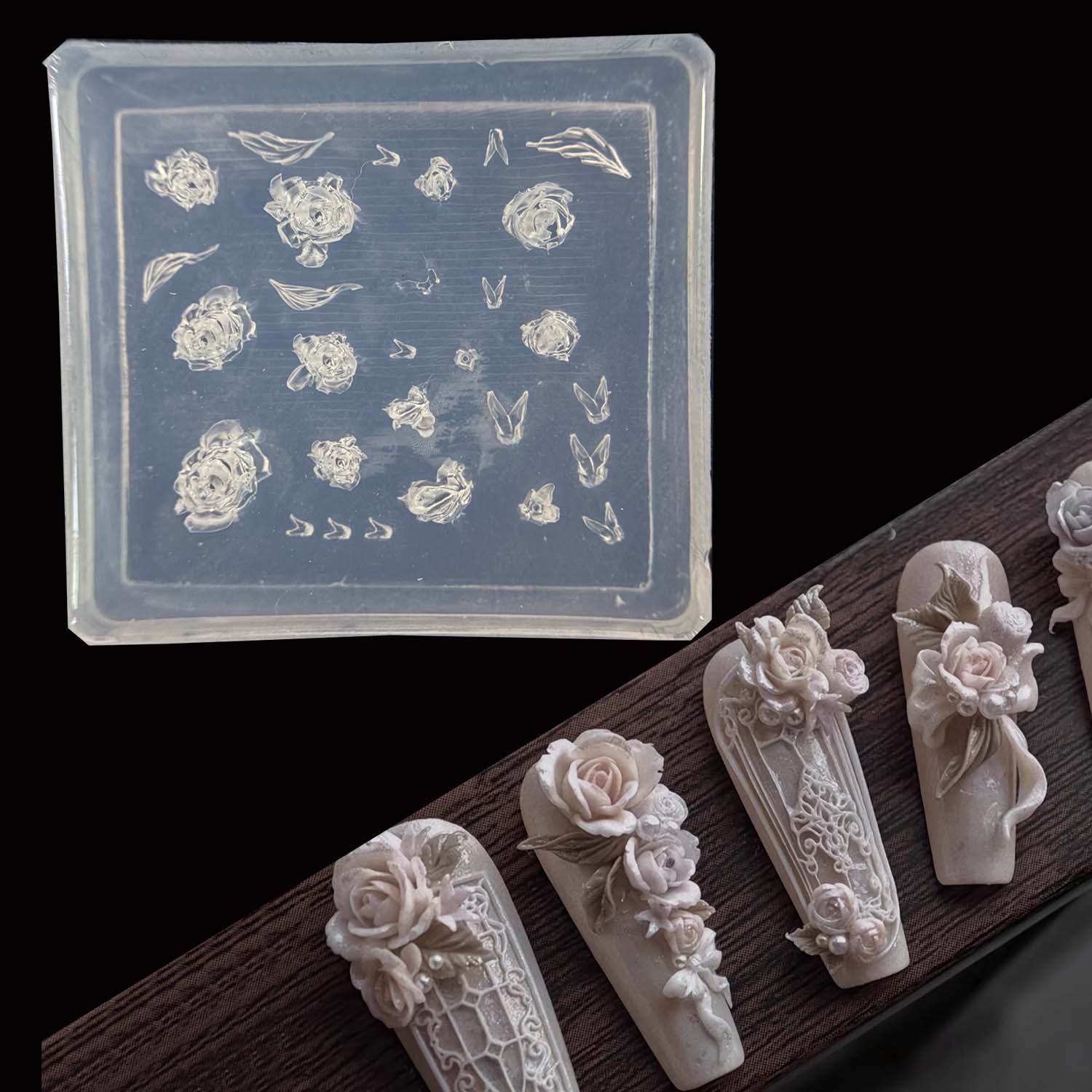 Nail Art Elegant - Elegant Rose Flower Nail Art Silicone