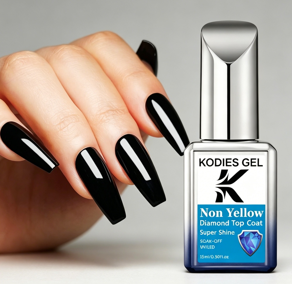 KODIES GEL Non Yellow Top Coat - đánh giá và giá Nail Art Glossy