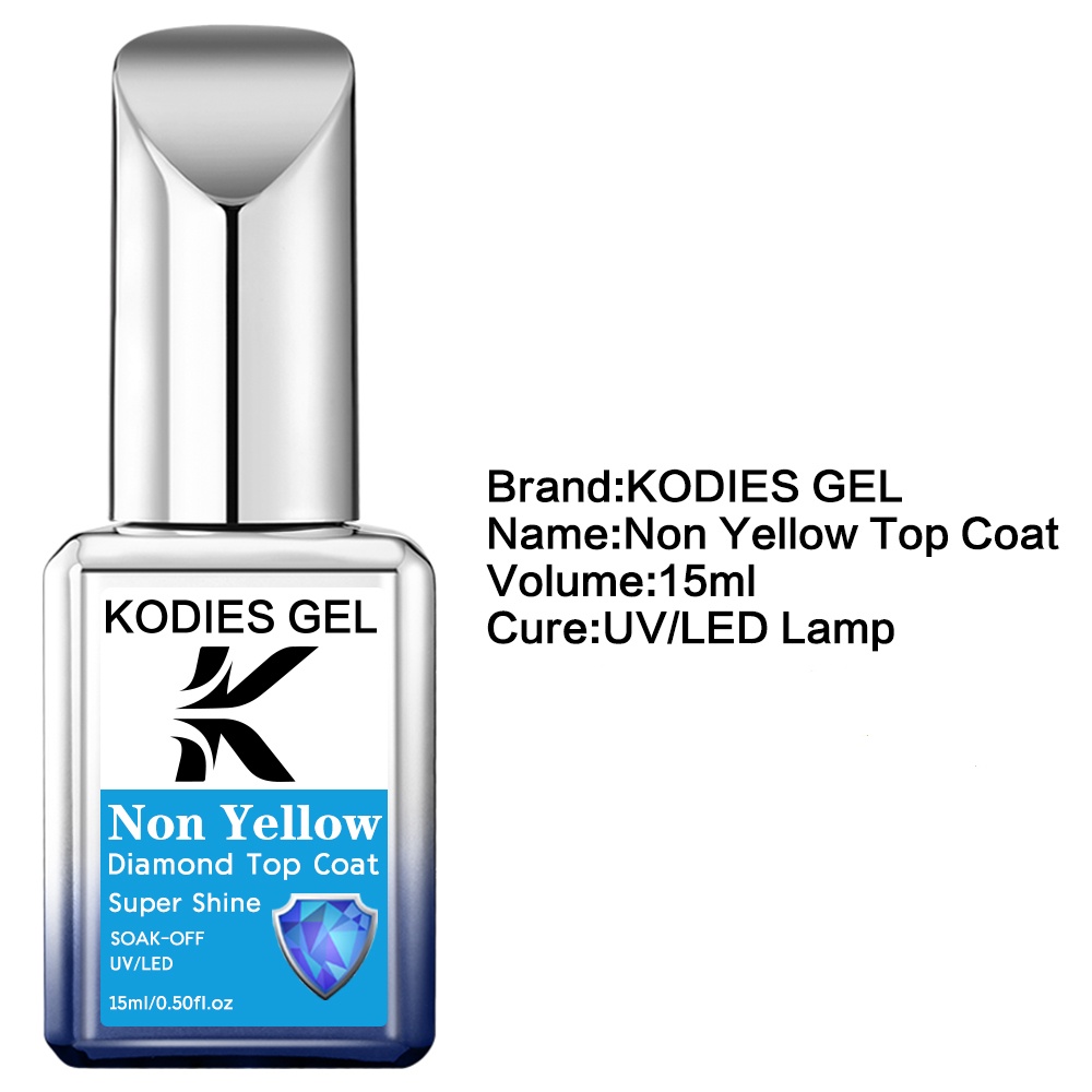 KODIES GEL Non Yellow Top Coat - đánh giá và giá Nail Art Glossy