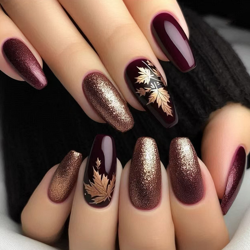 24pcs Elegant Burgundy Glitter - đánh giá và giá Nail Art Burgundy