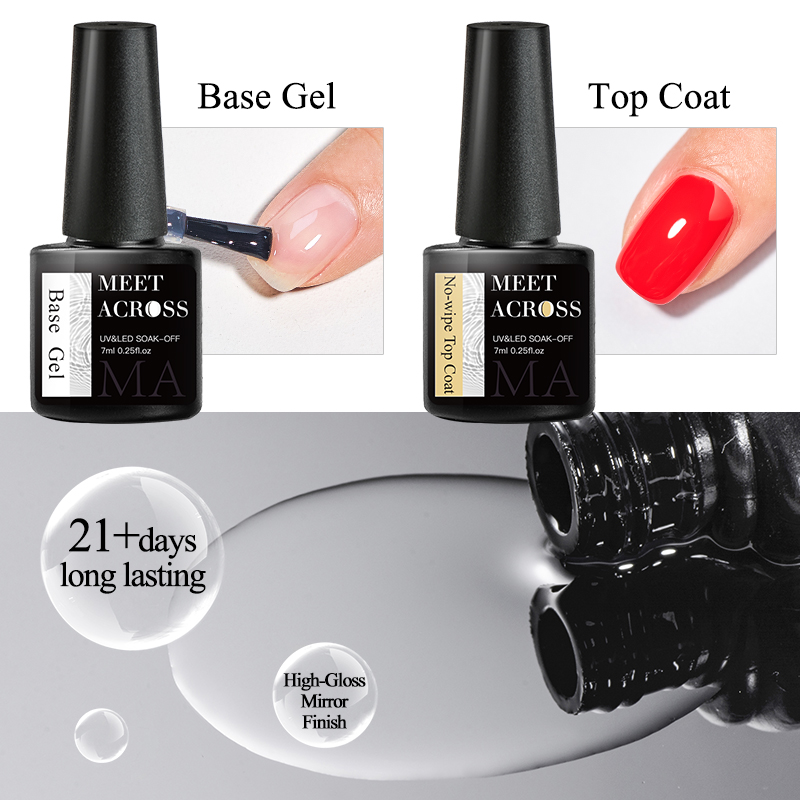 2pcs/3pcs/4pcs 7ml Base Gel &  - đánh giá và giá Nail Art Glossy
