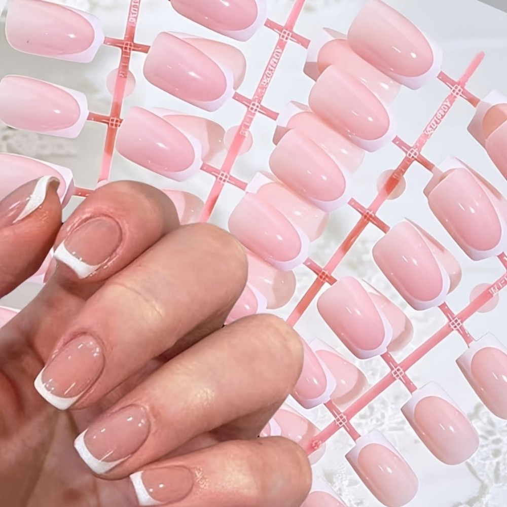 120PCS Short Square French Tip - đánh giá và giá Nail Art Glossy