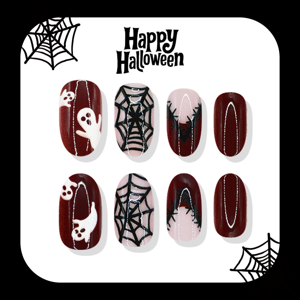 24Pcs Halloween Press On Nails - đánh giá và giá Nail Art Burgundy