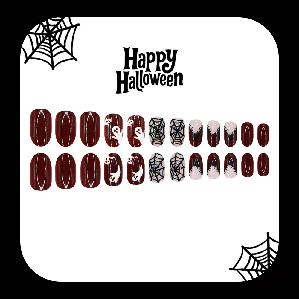 24Pcs Halloween Press On Nails - đánh giá và giá Nail Art Burgundy