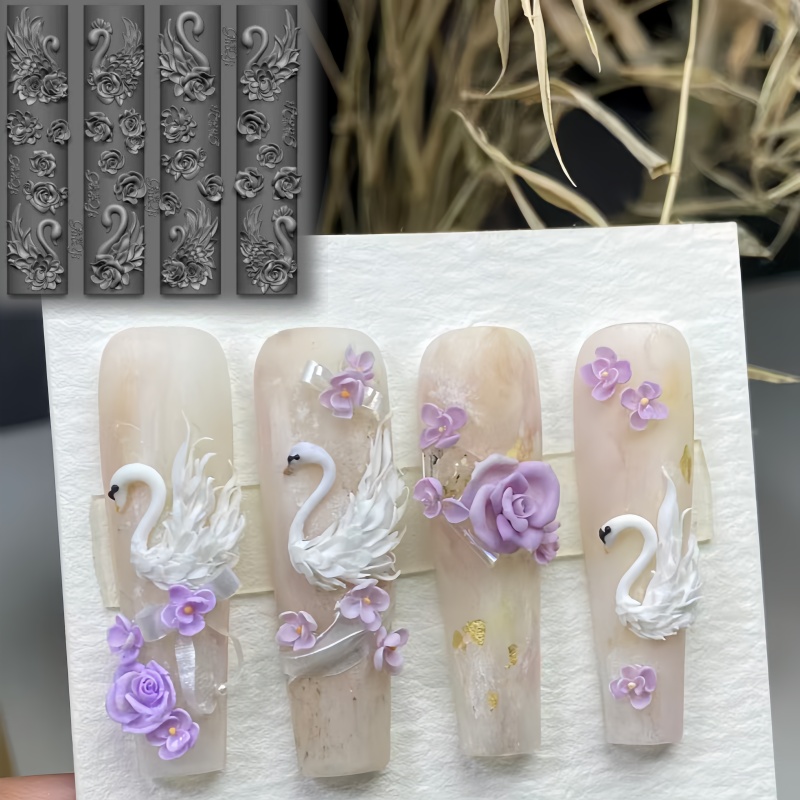 Elegant Swan Rose Bow 3D Flowe - đánh giá và giá Nail Art Elegant