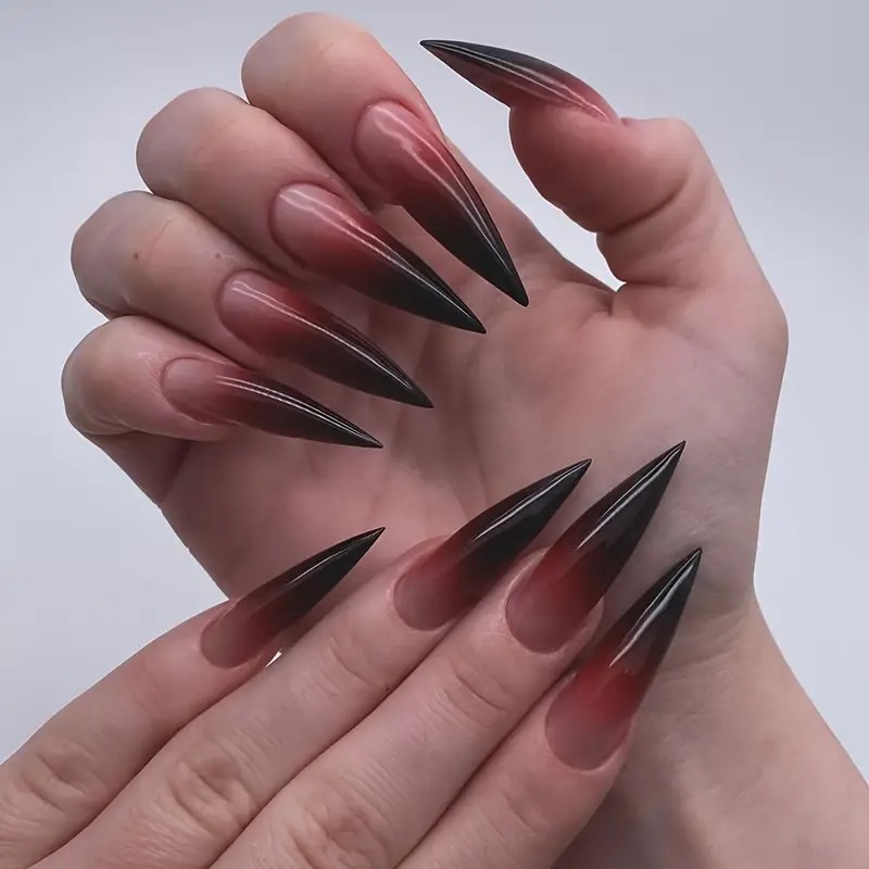 24pcs Glossy Black Fake Nails  - đánh giá và giá Nail Art Glossy