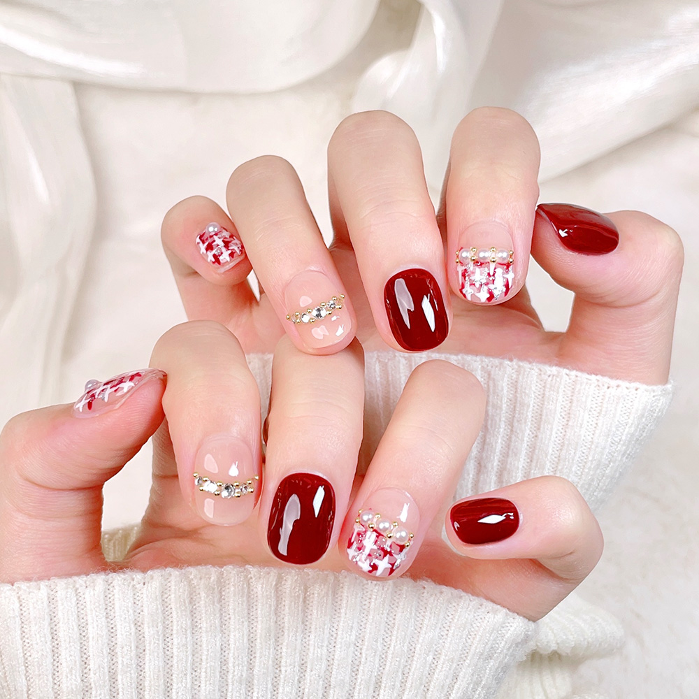 10pcs Short Square Round Handm - đánh giá và giá Nail Art Elegant