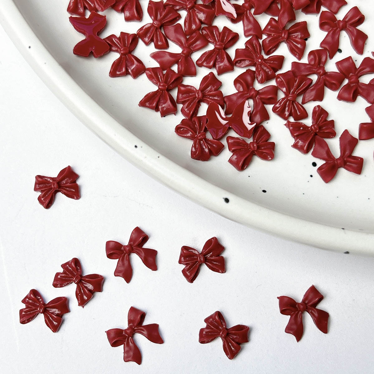 50PCS Burgundy 3D Acrylic Bow  - đánh giá và giá Nail Art Burgundy